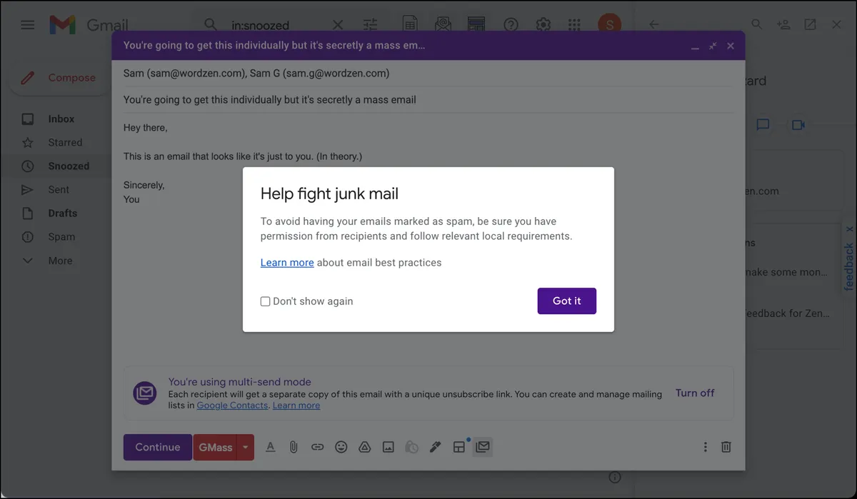 A second pop-up