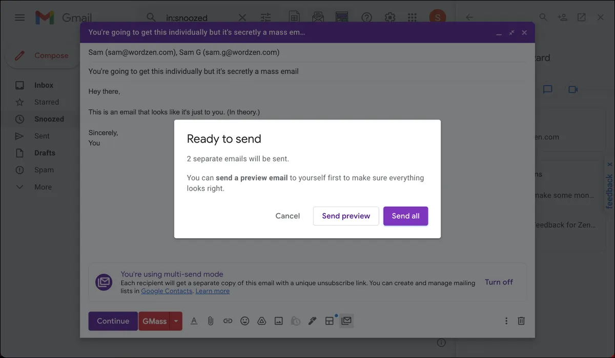 Option to send a preview
