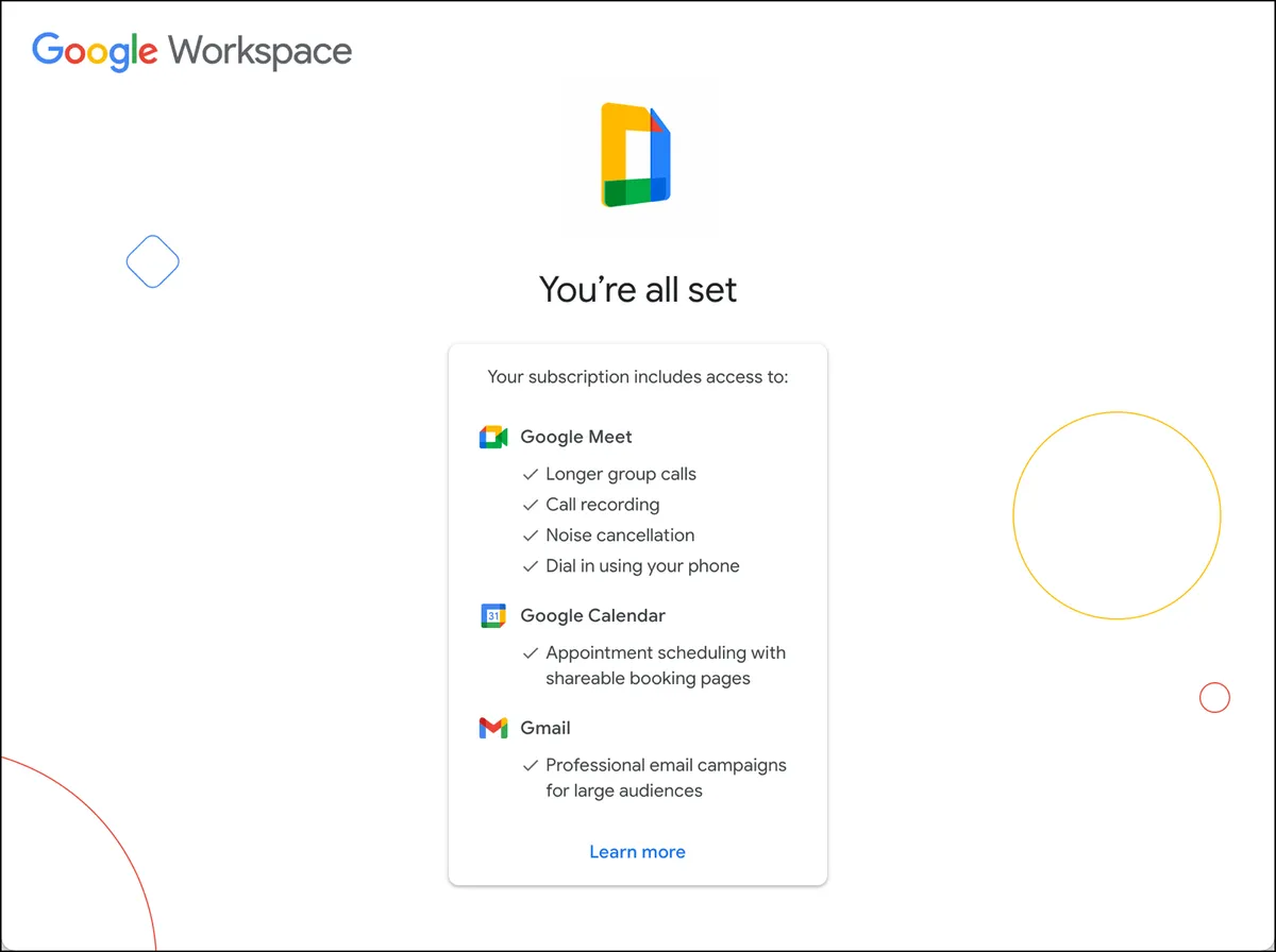 Signing up for Google Workspace Individual