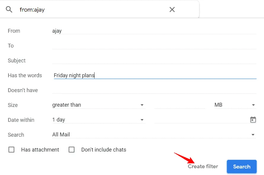 Create filter