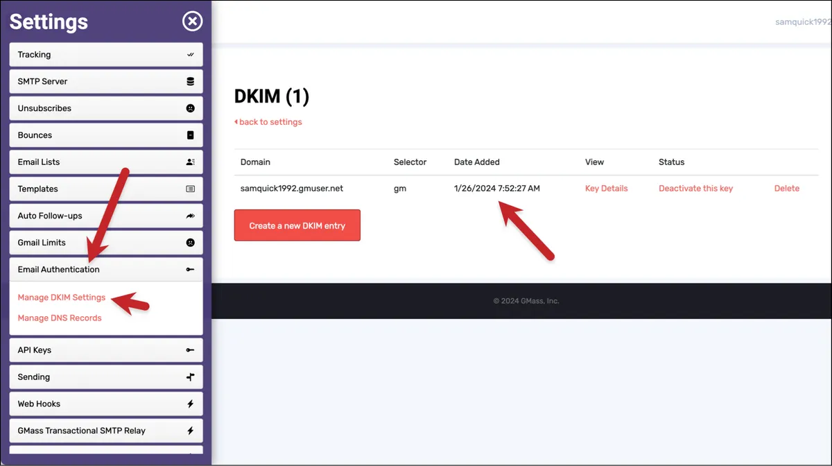 GMass created the DKIM record