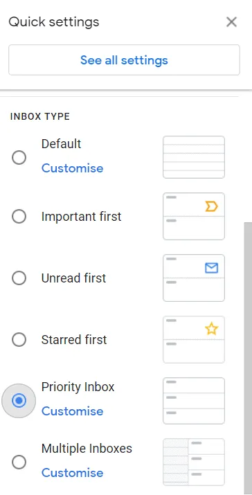 Quick settings