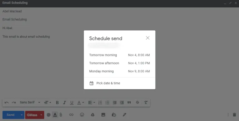 Schedule send