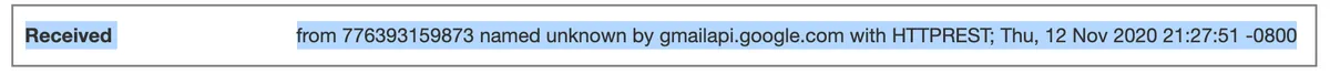 API received header line