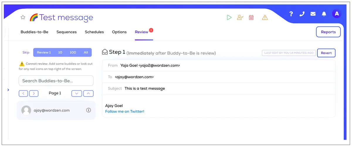 Lemlist test email
