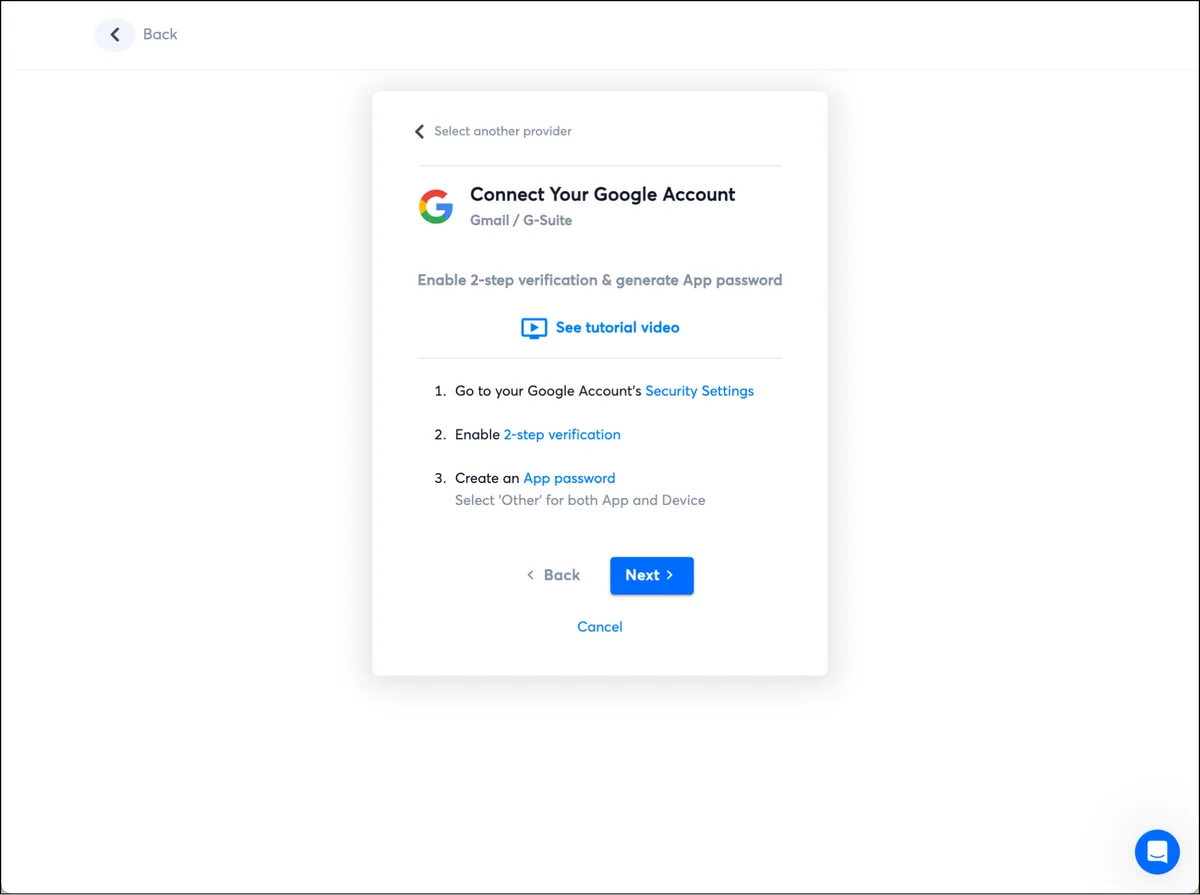 Using app passwords to connect in Instantly