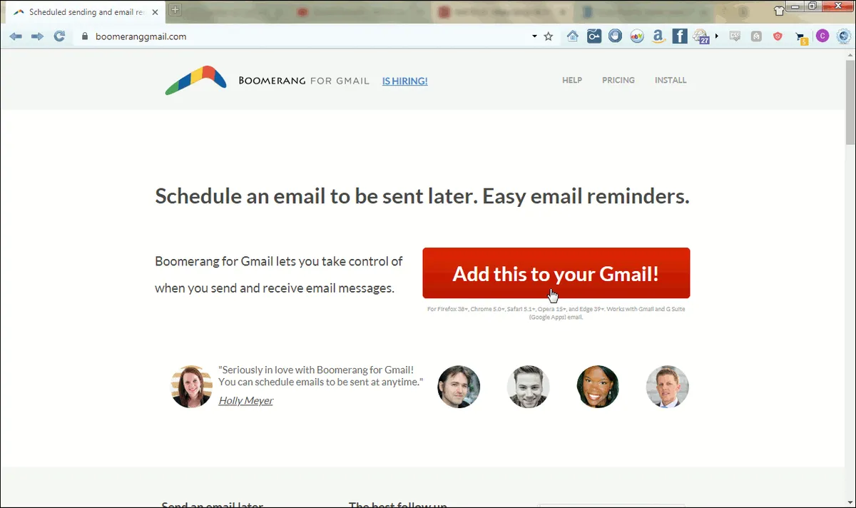 Boomerang web page before clicking the button.