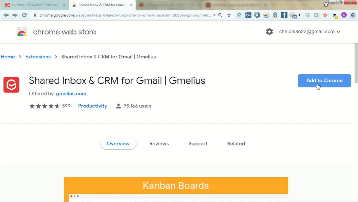 Gmelius also opens a browser tab.