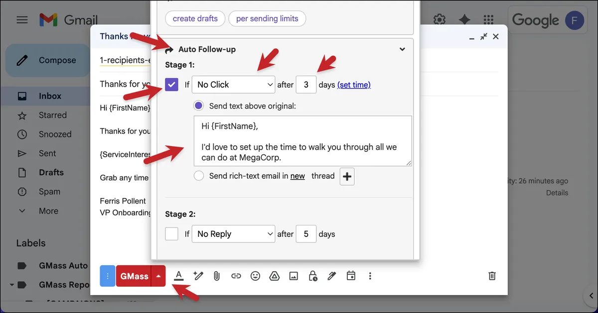 Set up an auto follow-up
