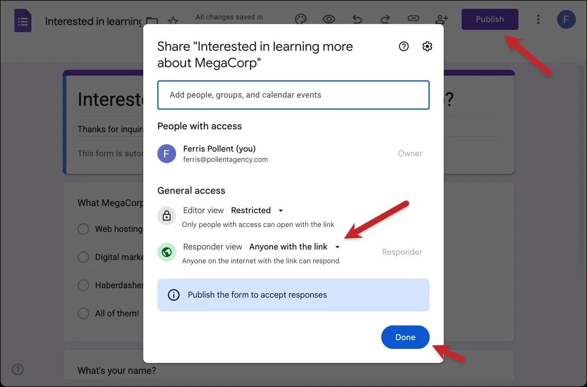 Publish your Google Form