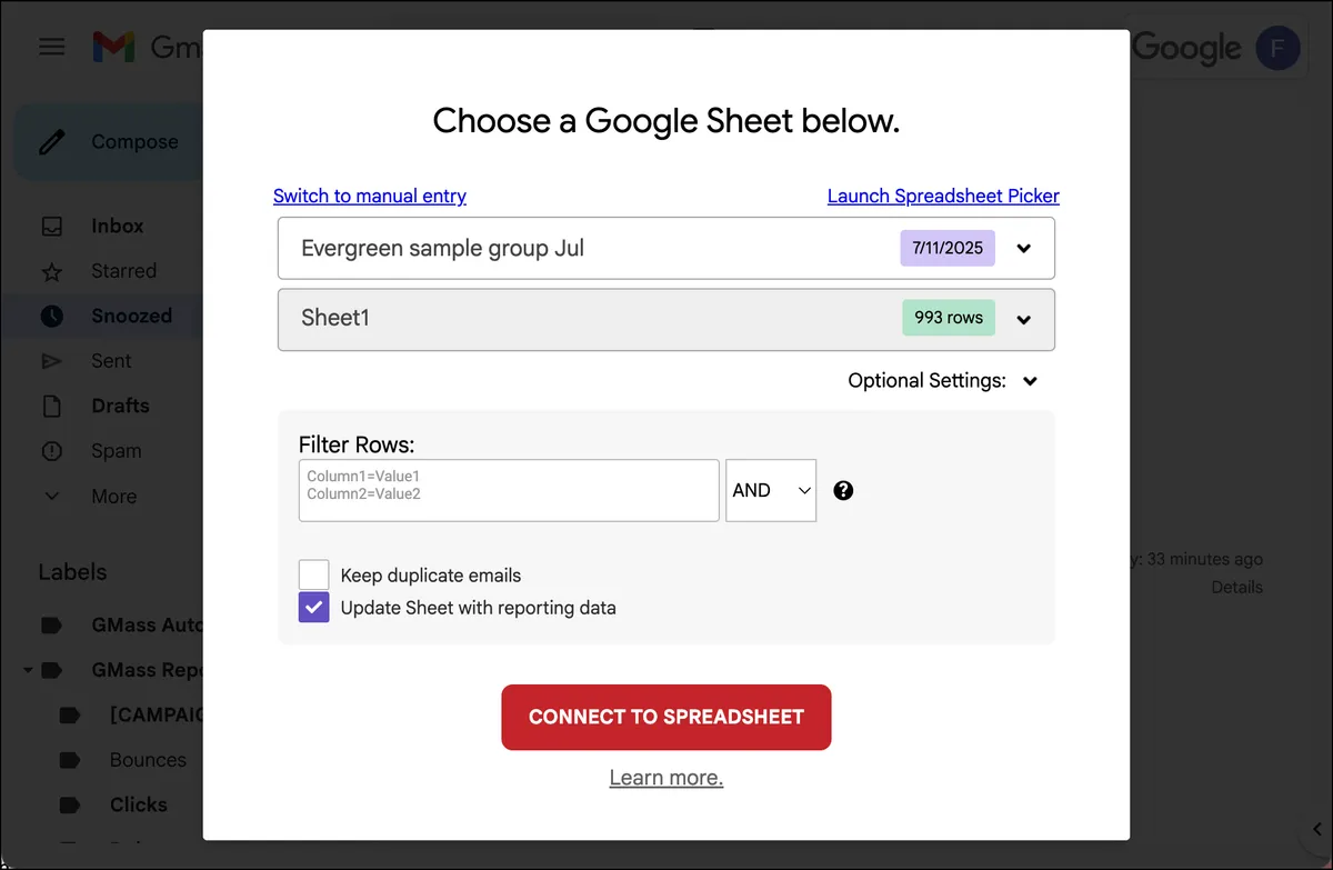 Connect your Google Sheet to your campaign