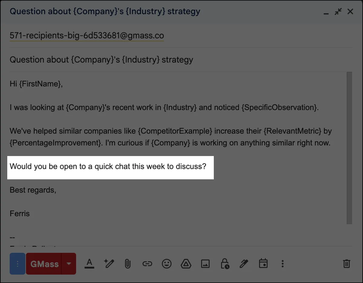 A CTA in your template