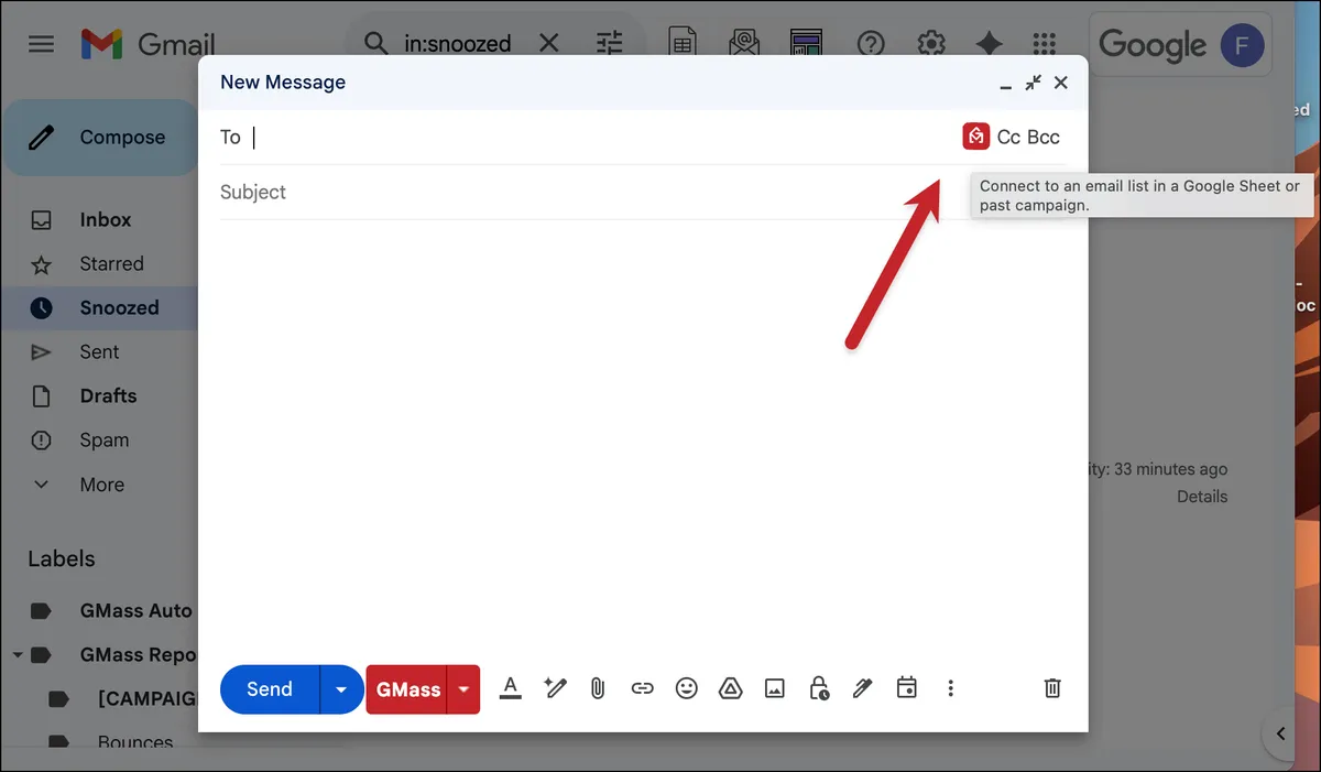 See the new GMass button in your compose window