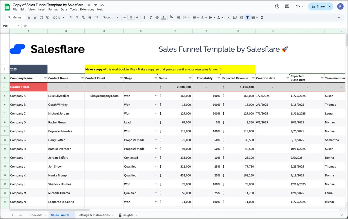 Salesflare's template