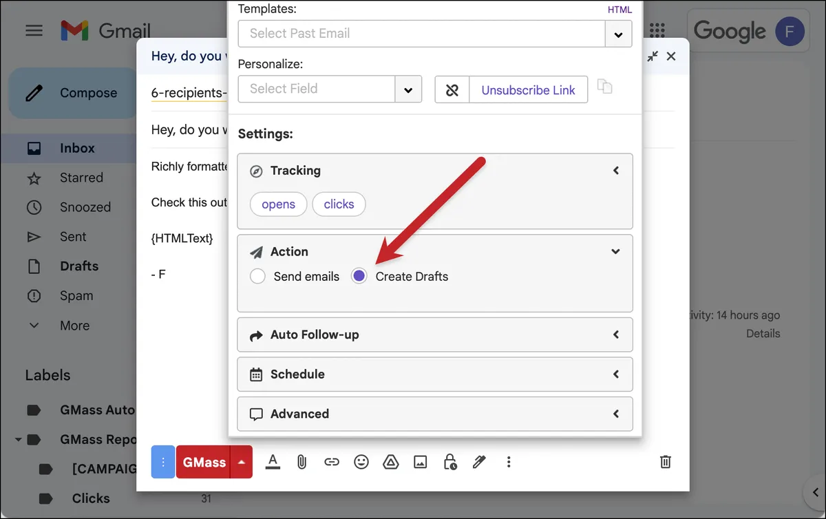 Create drafts to see previews