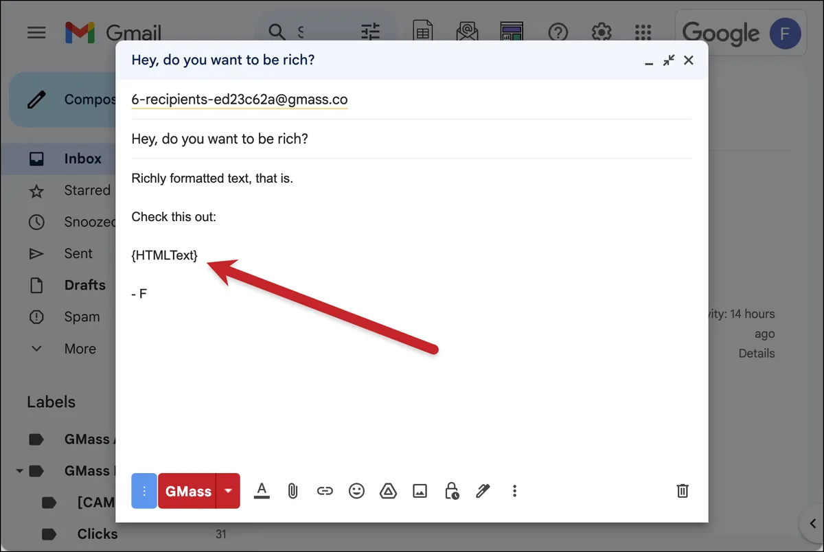 Use the correct mail merge tag