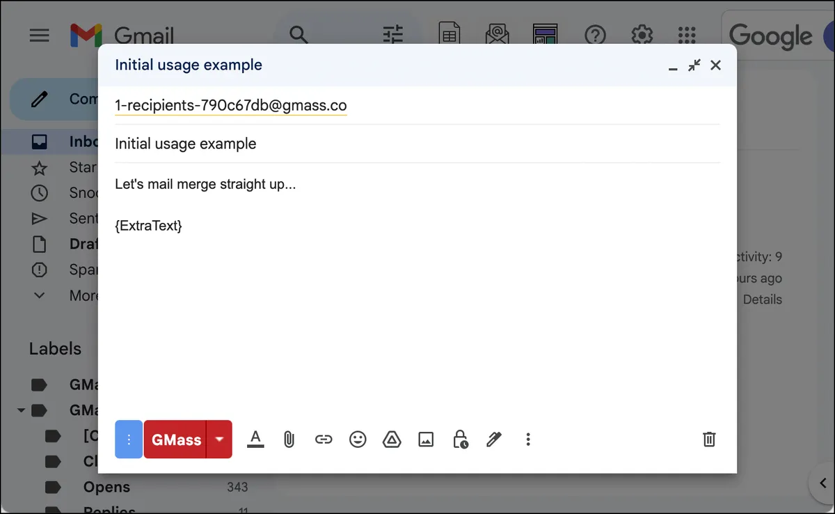 Trying to mail merge formatted text