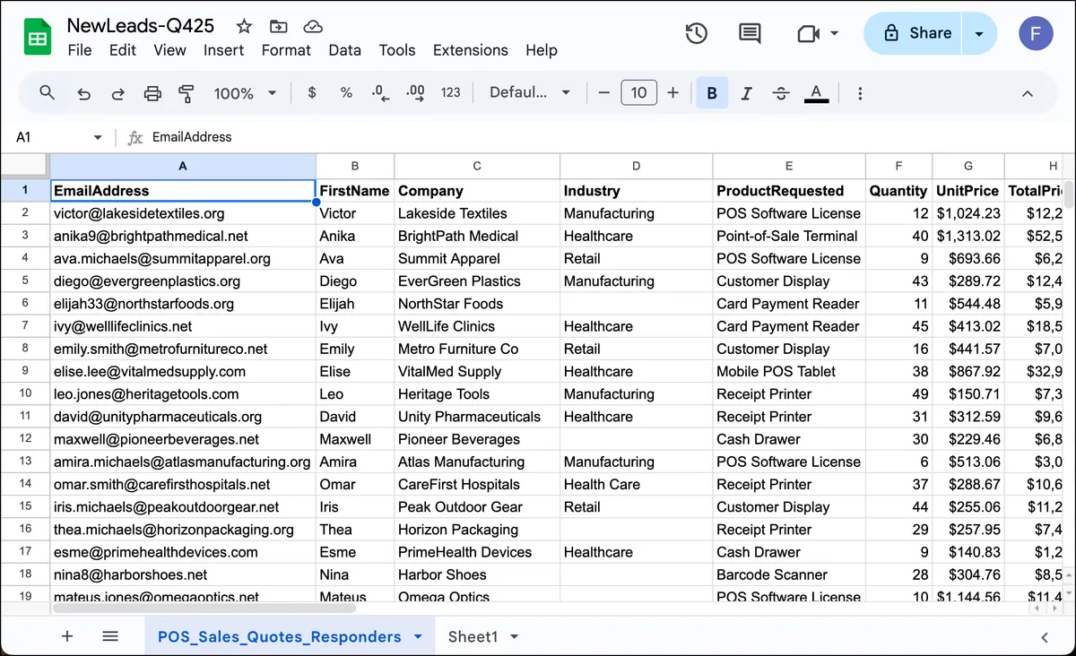 Prepare the data for your Google Sheets mail merge