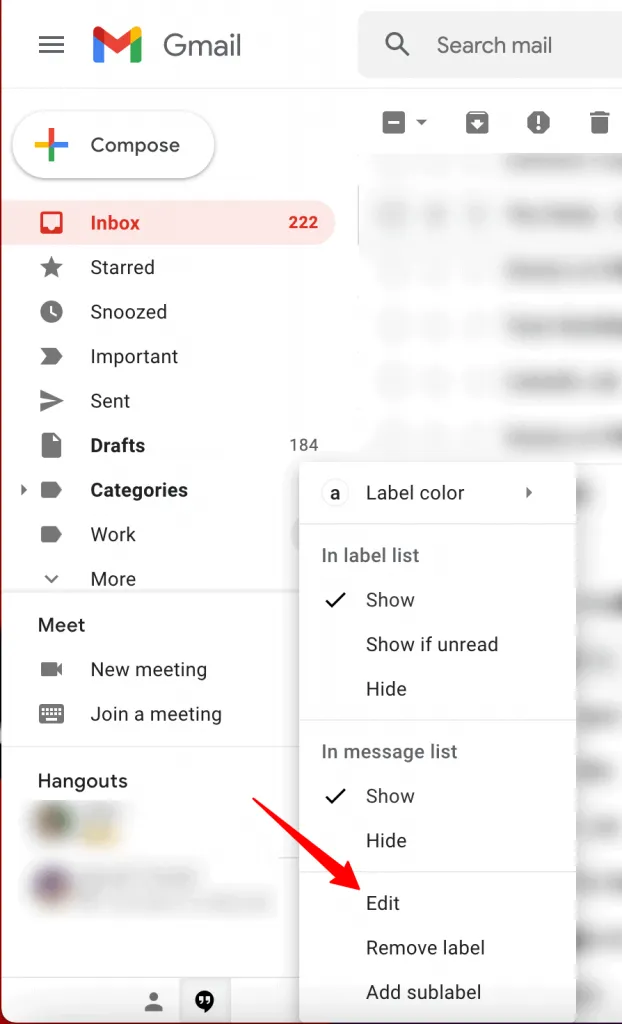 Edit option