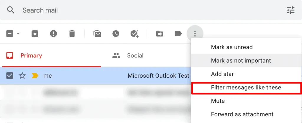 Filter messages like these option