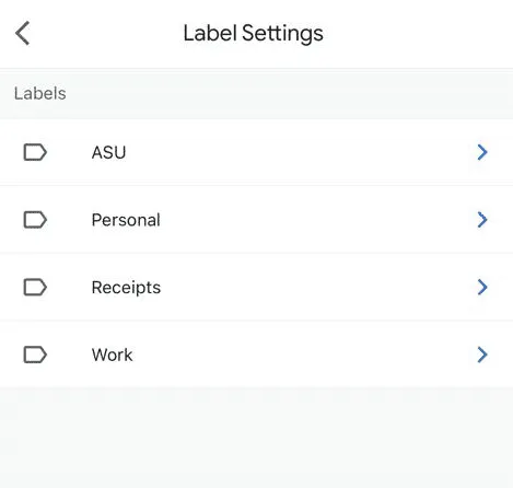 Label settings tab