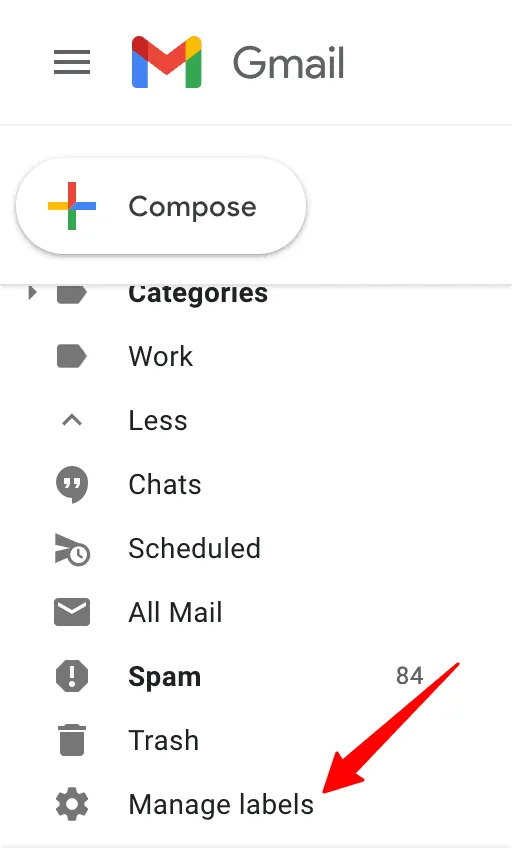 Manage labels options