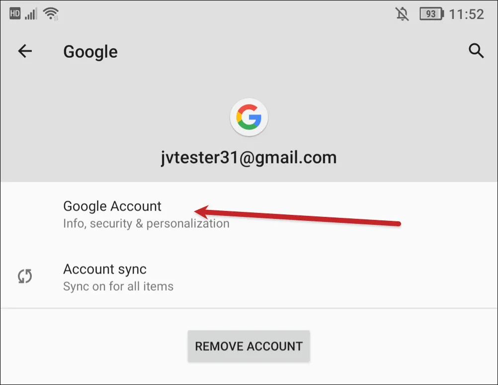 Tap on your Google Account