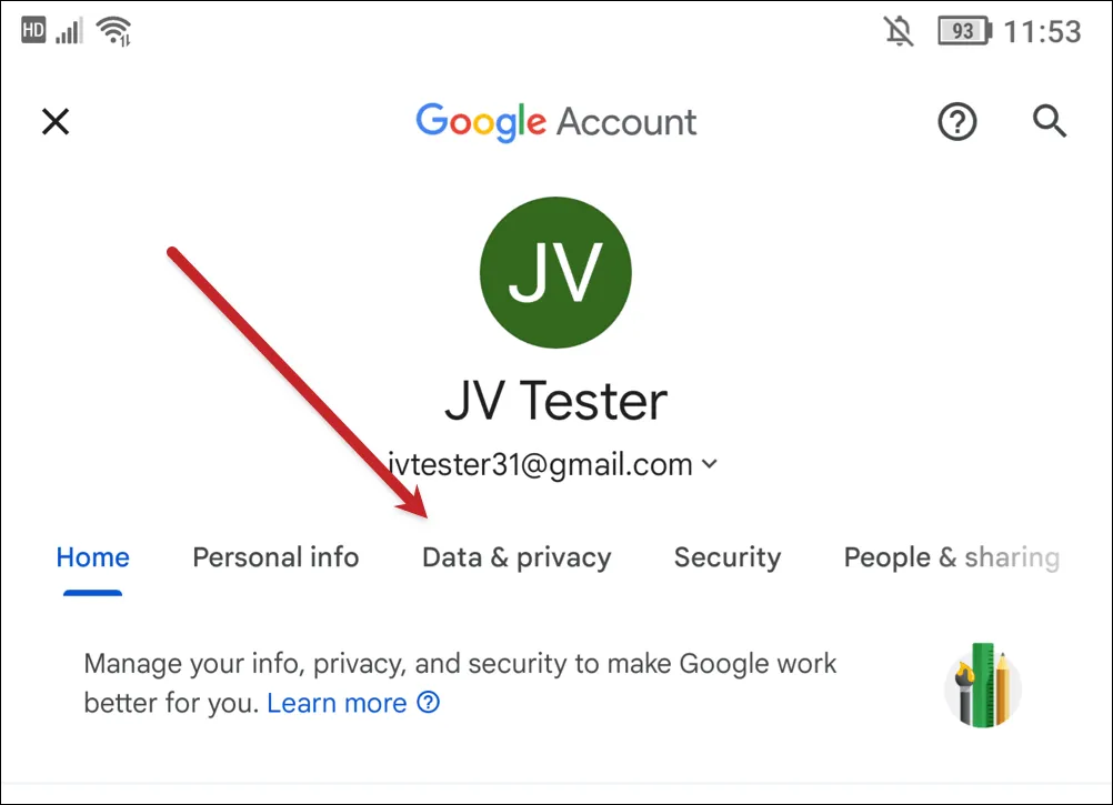 Tap on Data & privacy