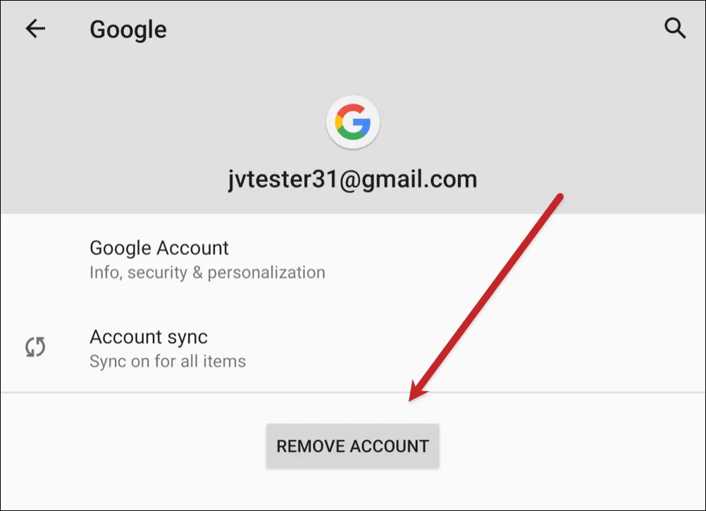 Tap on Remove Account