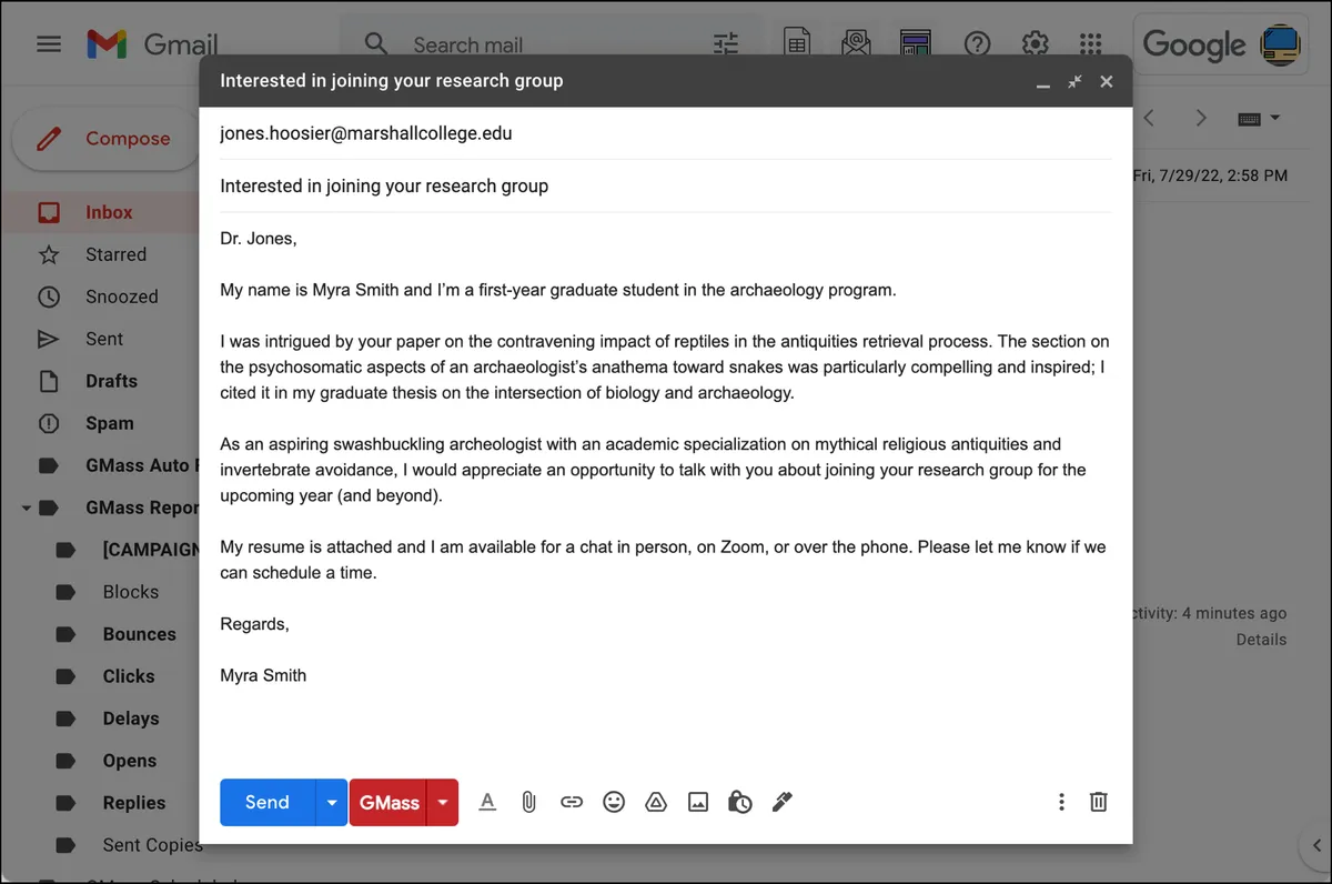 Compose your email normally