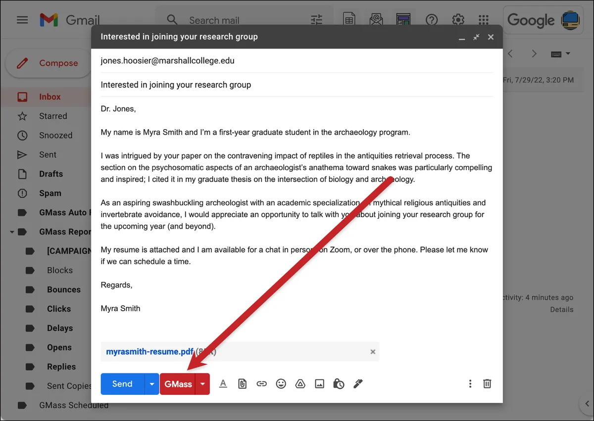 Sending with GMass