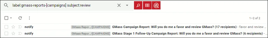 The searched-for campaign is found by a keyword.