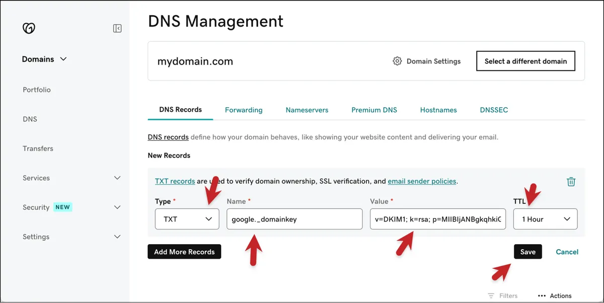 How to add a DKIM record