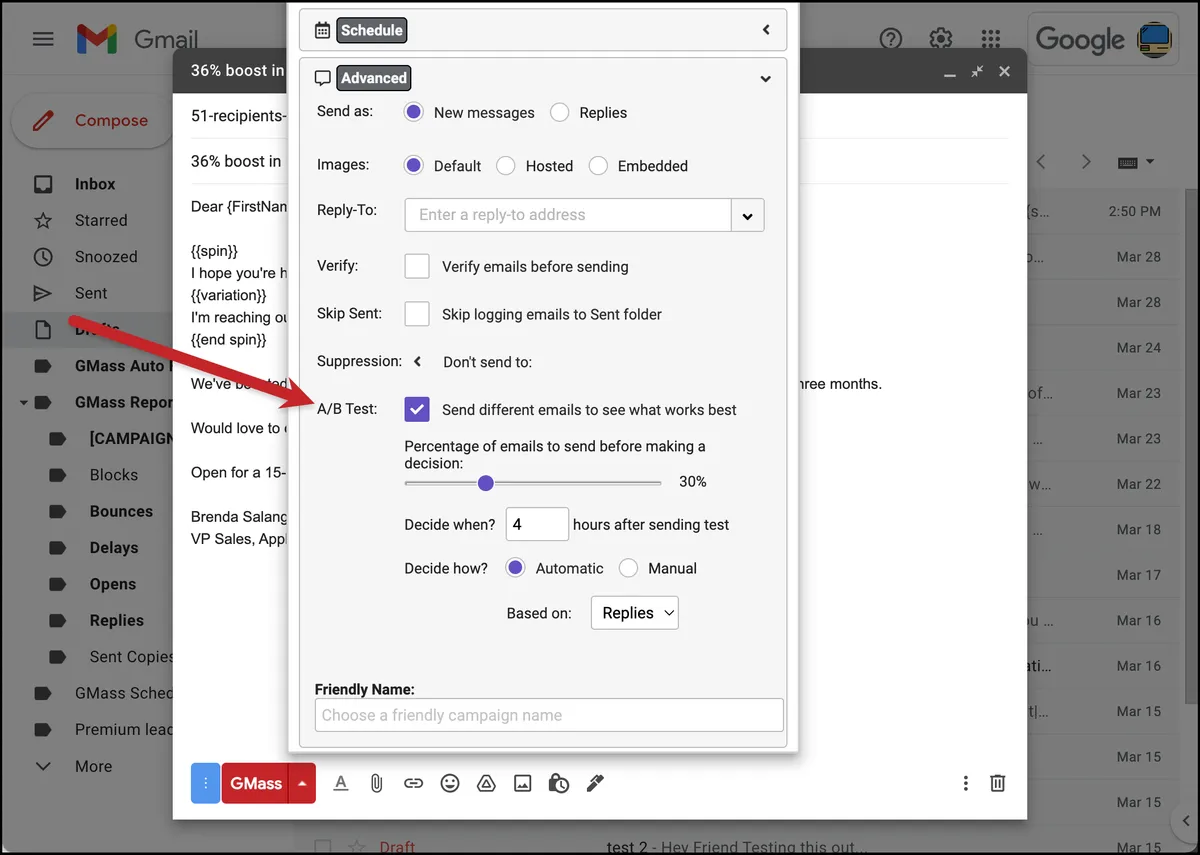 Choosing A/B test settings