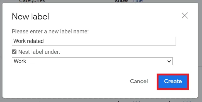 Create button