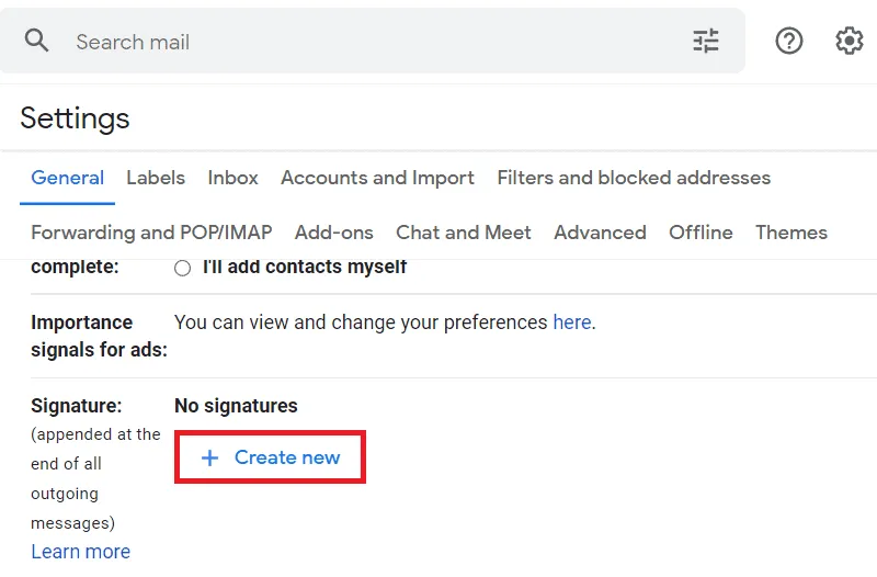 Create new button