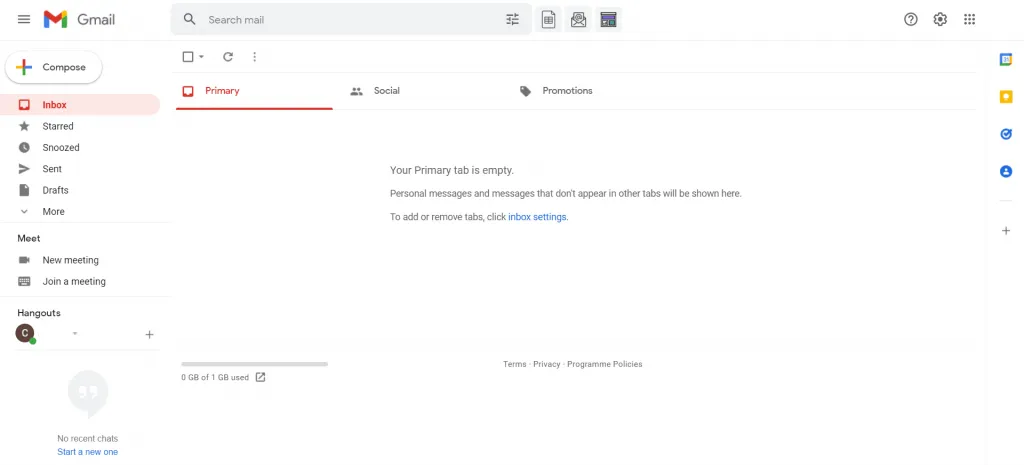 Gmail homepage