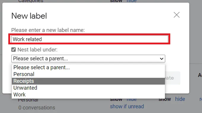 New label name