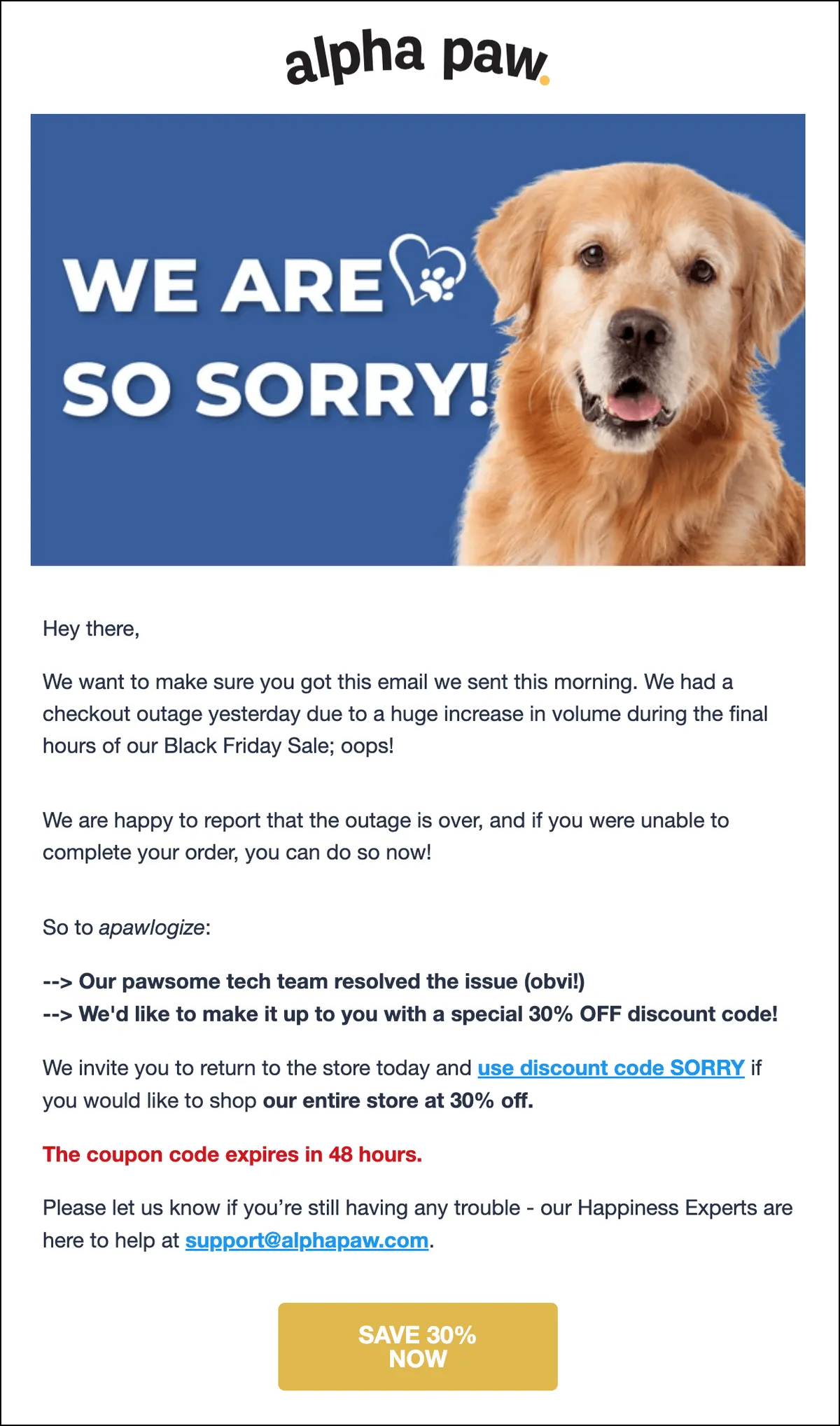 An apology that's on brand