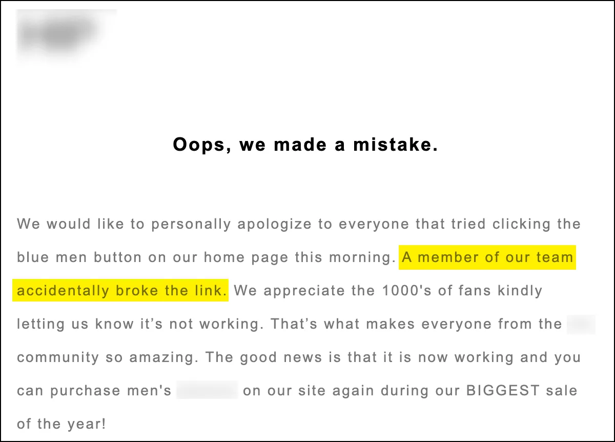 An apology with blame