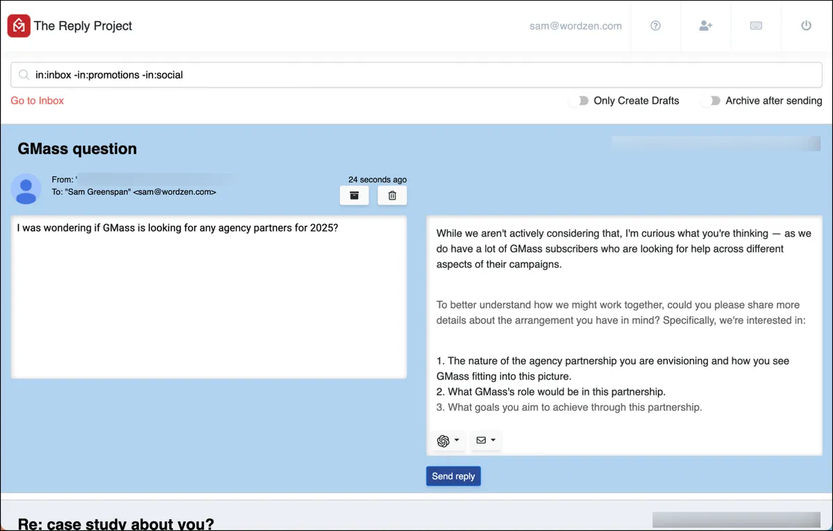 Using The Reply Project
