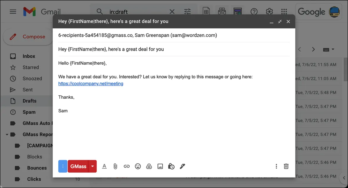A rich text email that looks like plain text