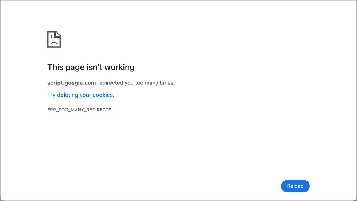 An error screen you might see