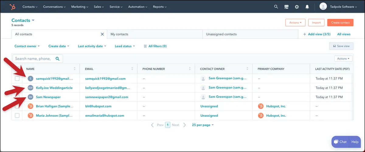 The GMass emails are now logged in Hubspot