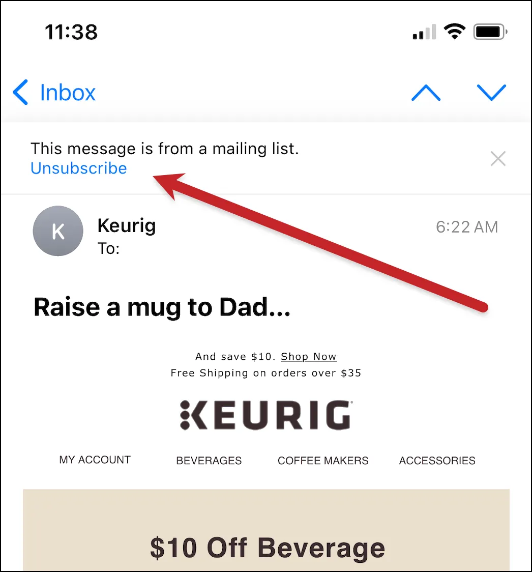 List-unsubscribe header in Apple Mail iOS app