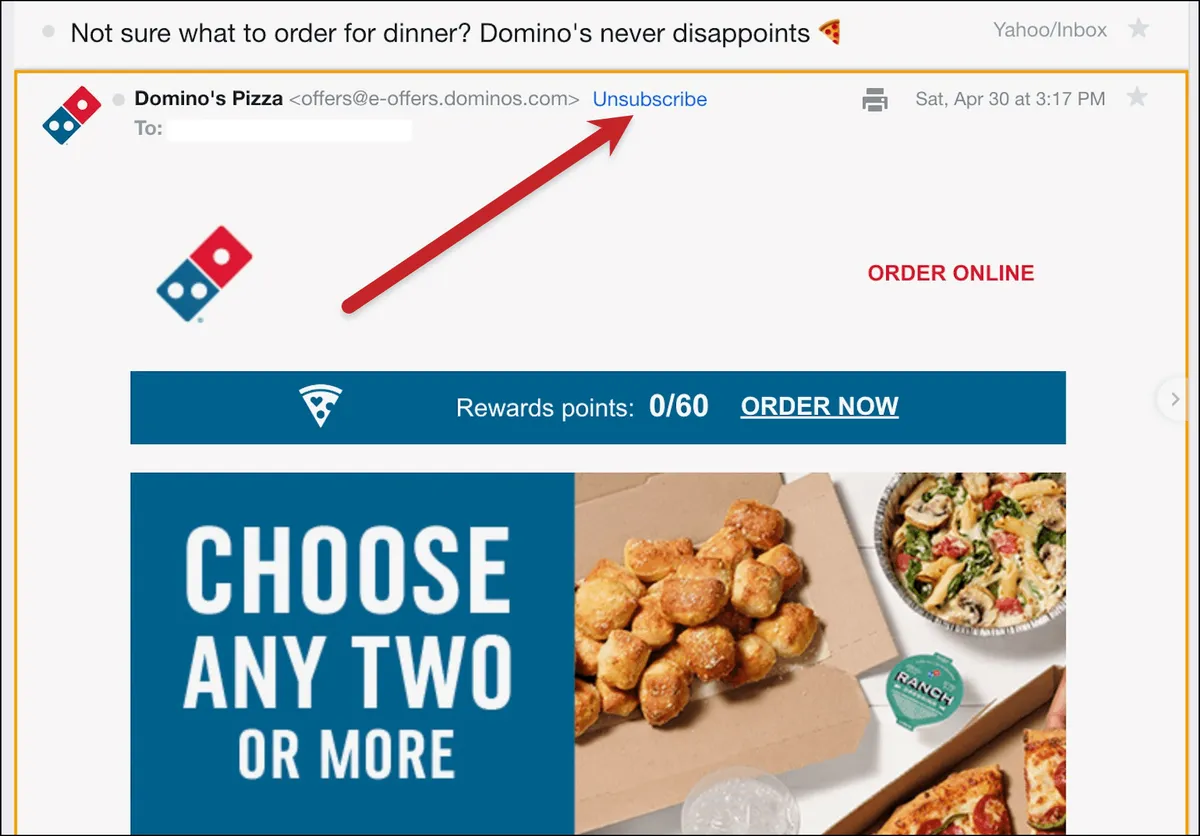 List-unsubscribe header in Yahoo Mail desktop