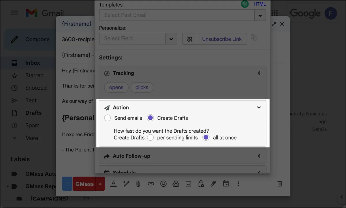 Create drafts