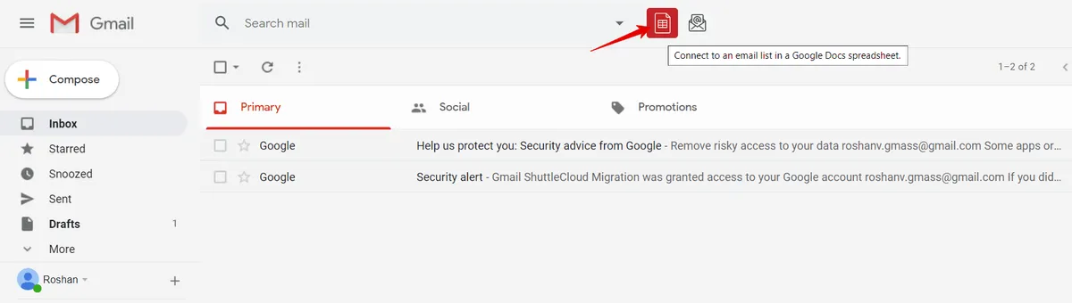 shows how to connect GMass to GSheets
