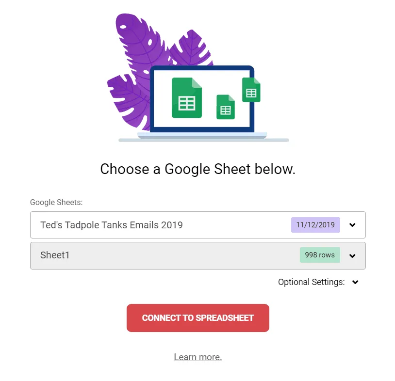 shows how a GSheet is connected to GMass