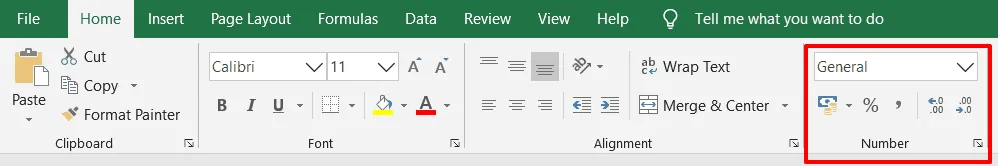 shows the excel menubar